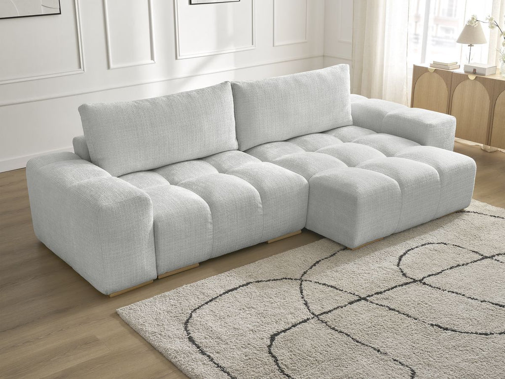 Anakin - Canapé D'Angle Réversible - Tissu Texturé - 2 Coussins