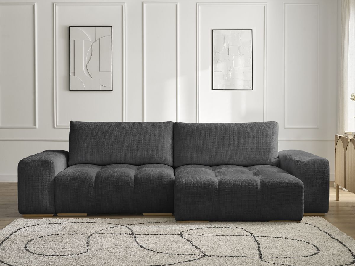 Anakin - Canapé D'Angle Réversible - Tissu Texturé - 2 Coussins
