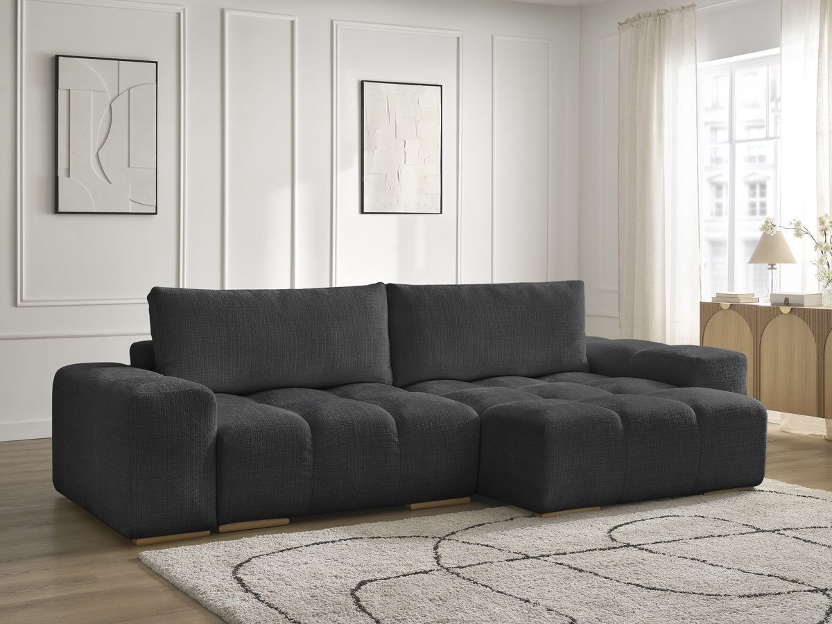 Anakin - Canapé D'Angle Réversible - Tissu Texturé - 2 Coussins