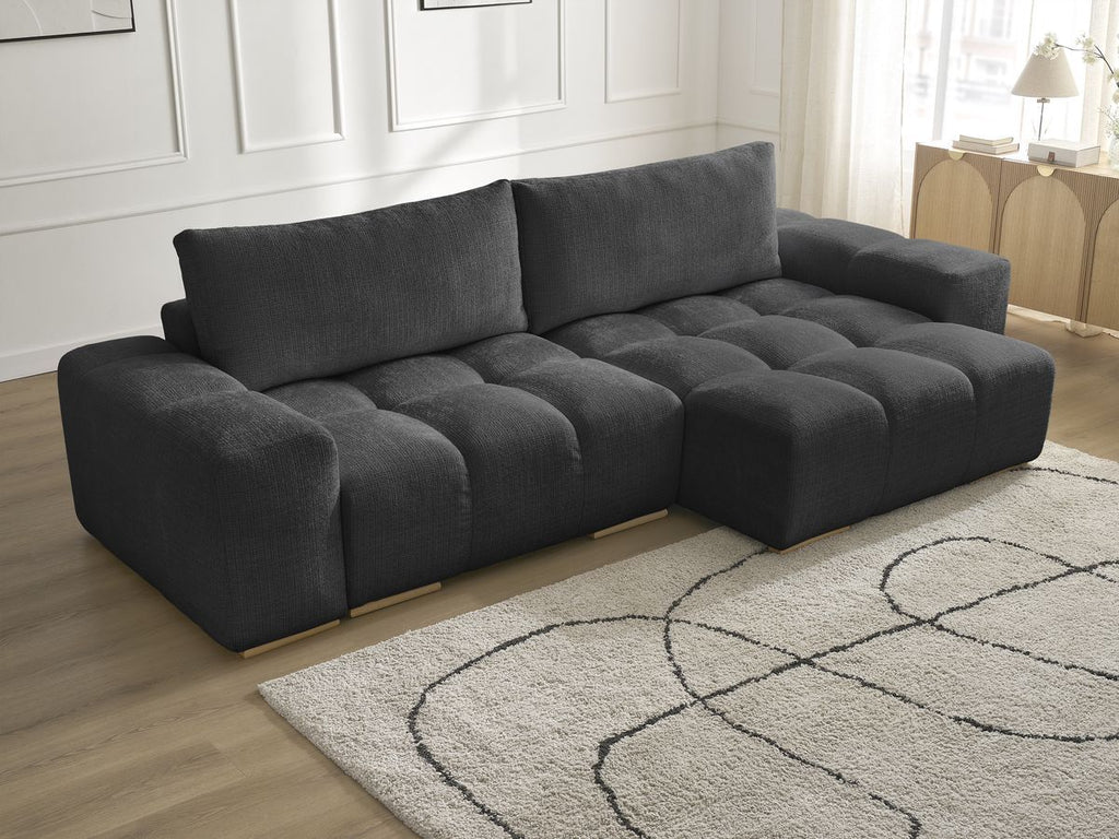 Anakin - Canapé D'Angle Réversible - Tissu Texturé - 2 Coussins