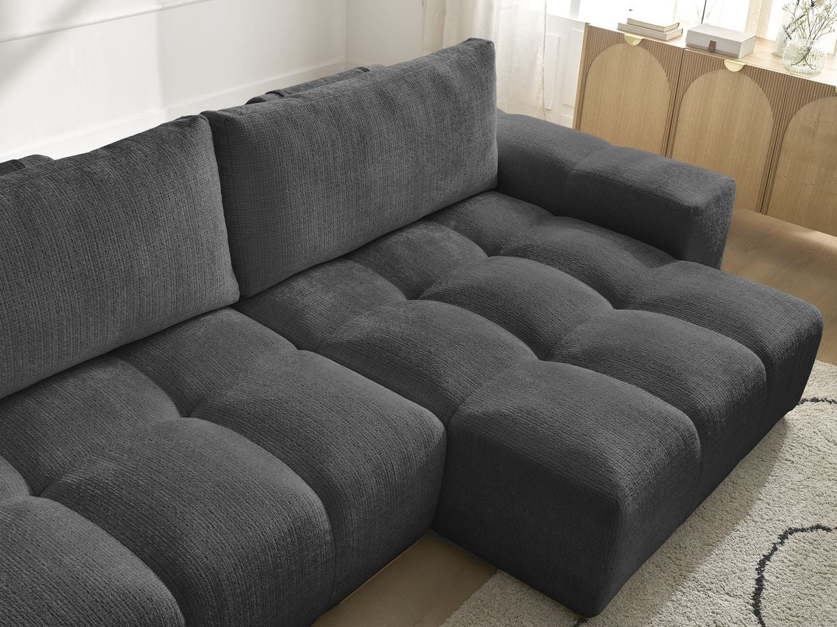 Anakin - Canapé D'Angle Réversible - Tissu Texturé - 2 Coussins