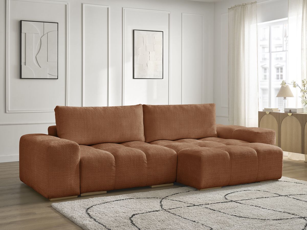 Anakin - Canapé D'Angle Réversible - Tissu Texturé - 2 Coussins
