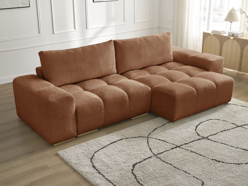 Anakin - Canapé D'Angle Réversible - Tissu Texturé - 2 Coussins