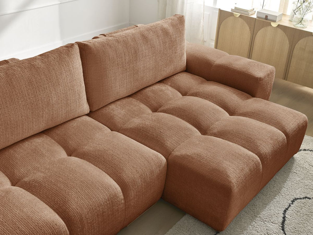 Anakin - Canapé D'Angle Réversible - Tissu Texturé - 2 Coussins