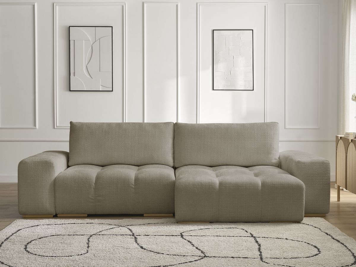 Anakin - Canapé D'Angle Réversible - Tissu Texturé - 2 Coussins