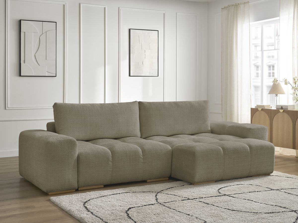 Anakin - Canapé D'Angle Réversible - Tissu Texturé - 2 Coussins