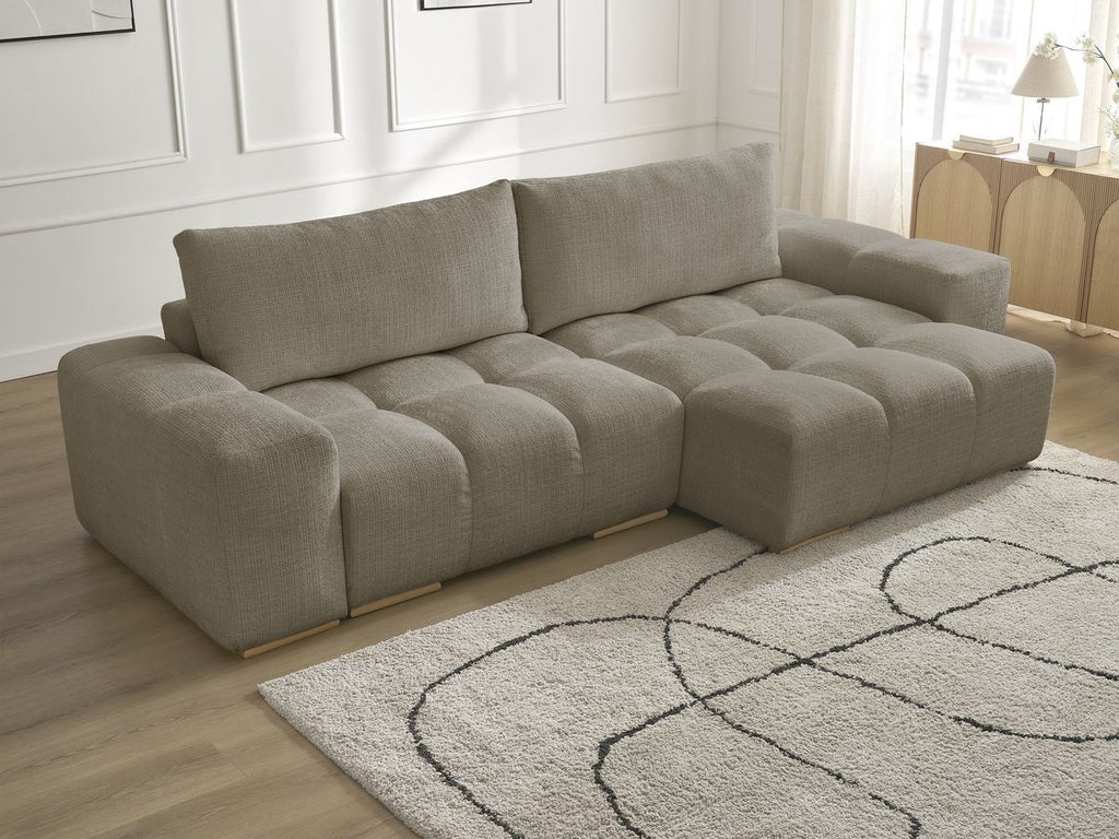 Anakin - Canapé D'Angle Réversible - Tissu Texturé - 2 Coussins