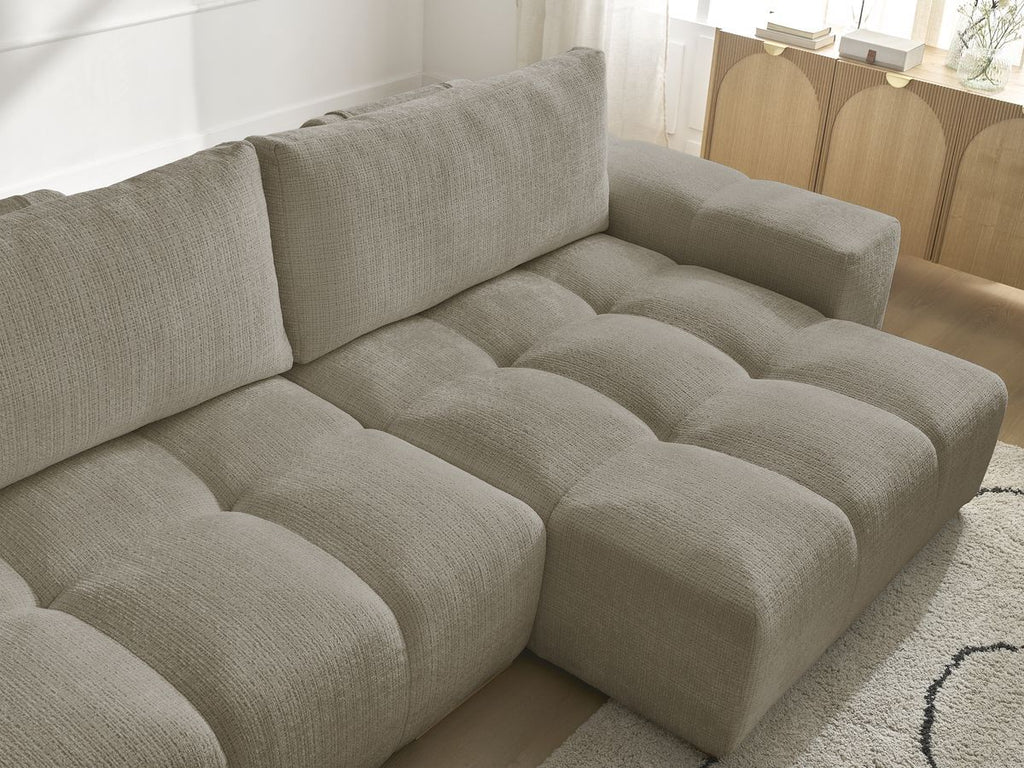Anakin - Canapé D'Angle Réversible - Tissu Texturé - 2 Coussins