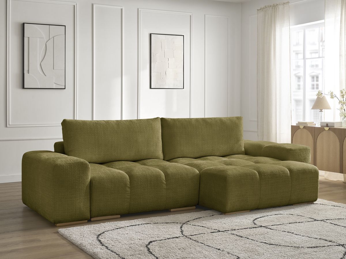 Anakin - Canapé D'Angle Réversible - Tissu Texturé - 2 Coussins