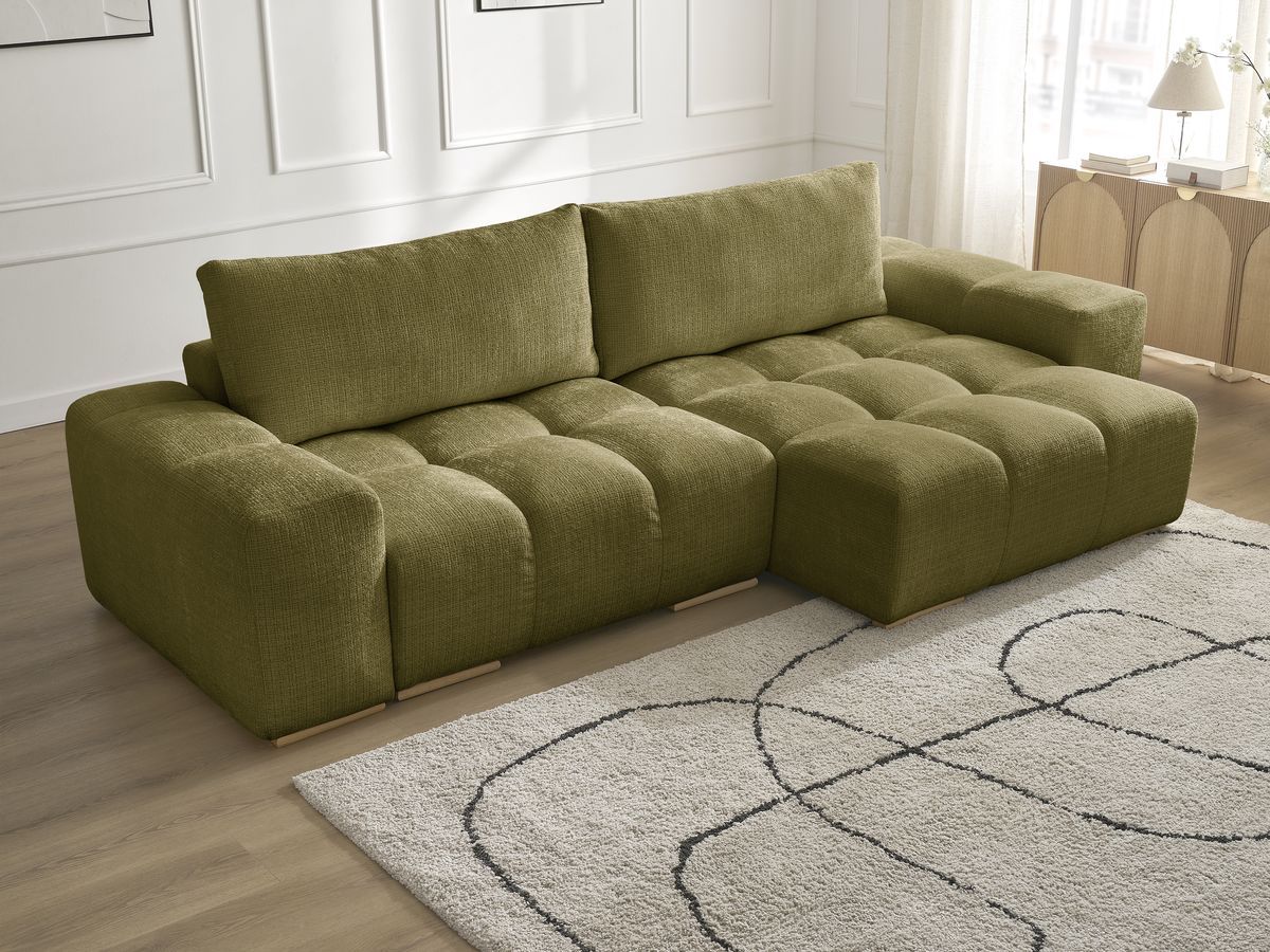 Anakin - Canapé D'Angle Réversible - Tissu Texturé - 2 Coussins