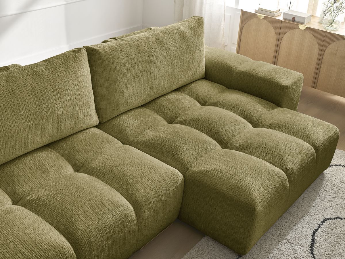 Anakin - Canapé D'Angle Réversible - Tissu Texturé - 2 Coussins
