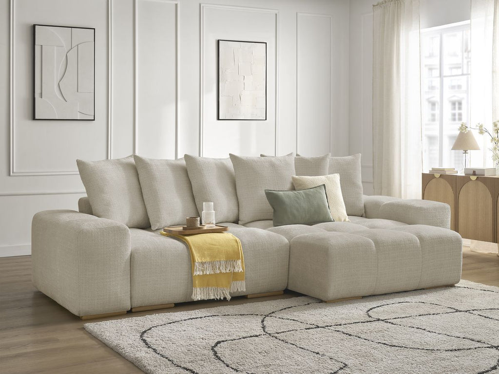 Anakin - Canapé D'Angle Réversible - Tissu Texturé - 6 Coussins