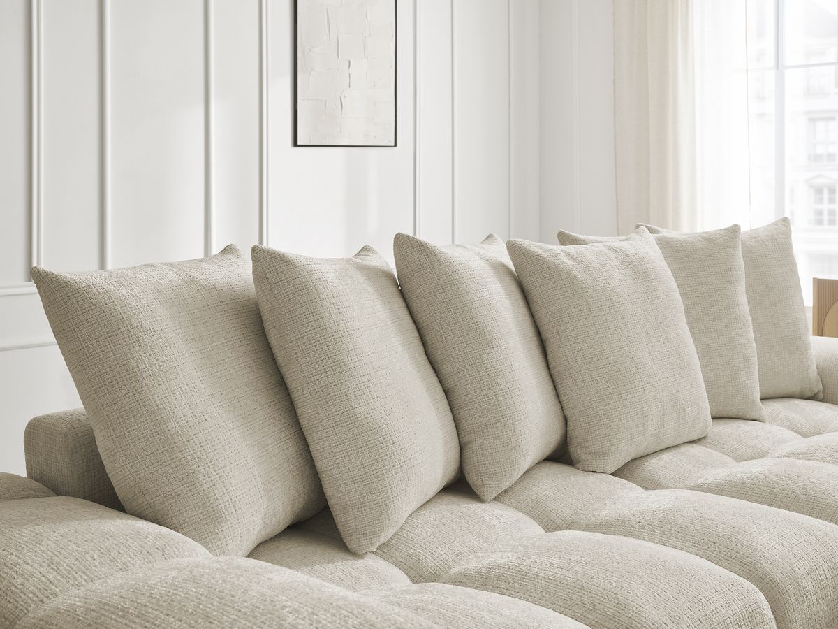 Anakin - Canapé D'Angle Réversible - Tissu Texturé - 6 Coussins
