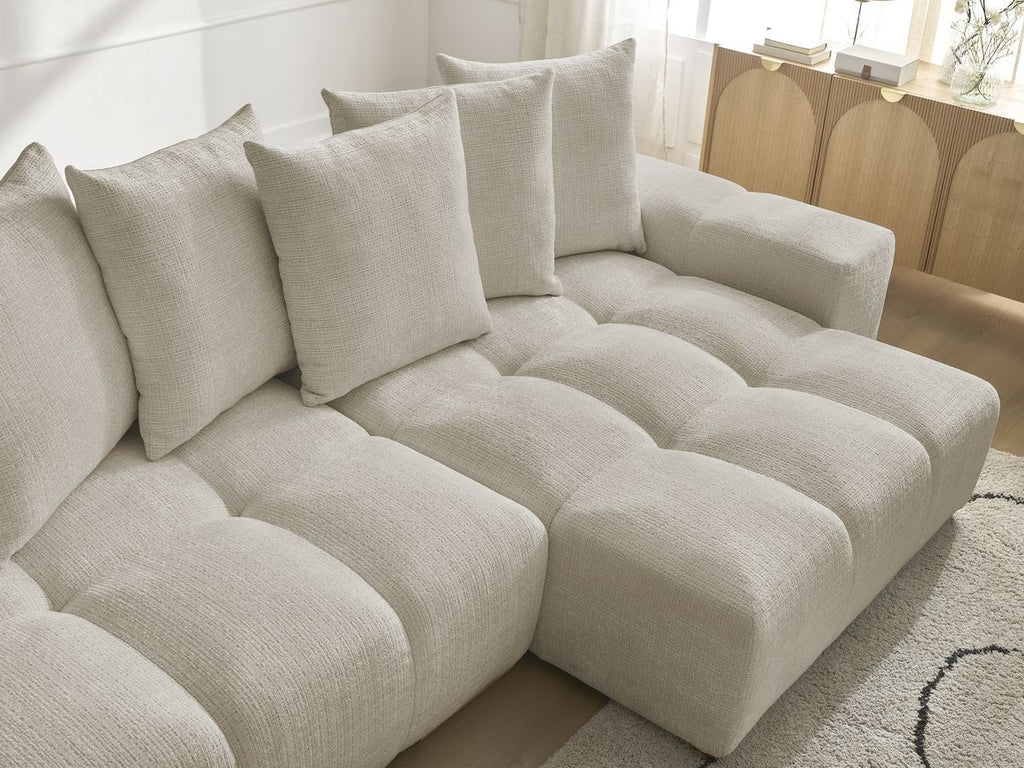 Anakin - Canapé D'Angle Réversible - Tissu Texturé - 6 Coussins