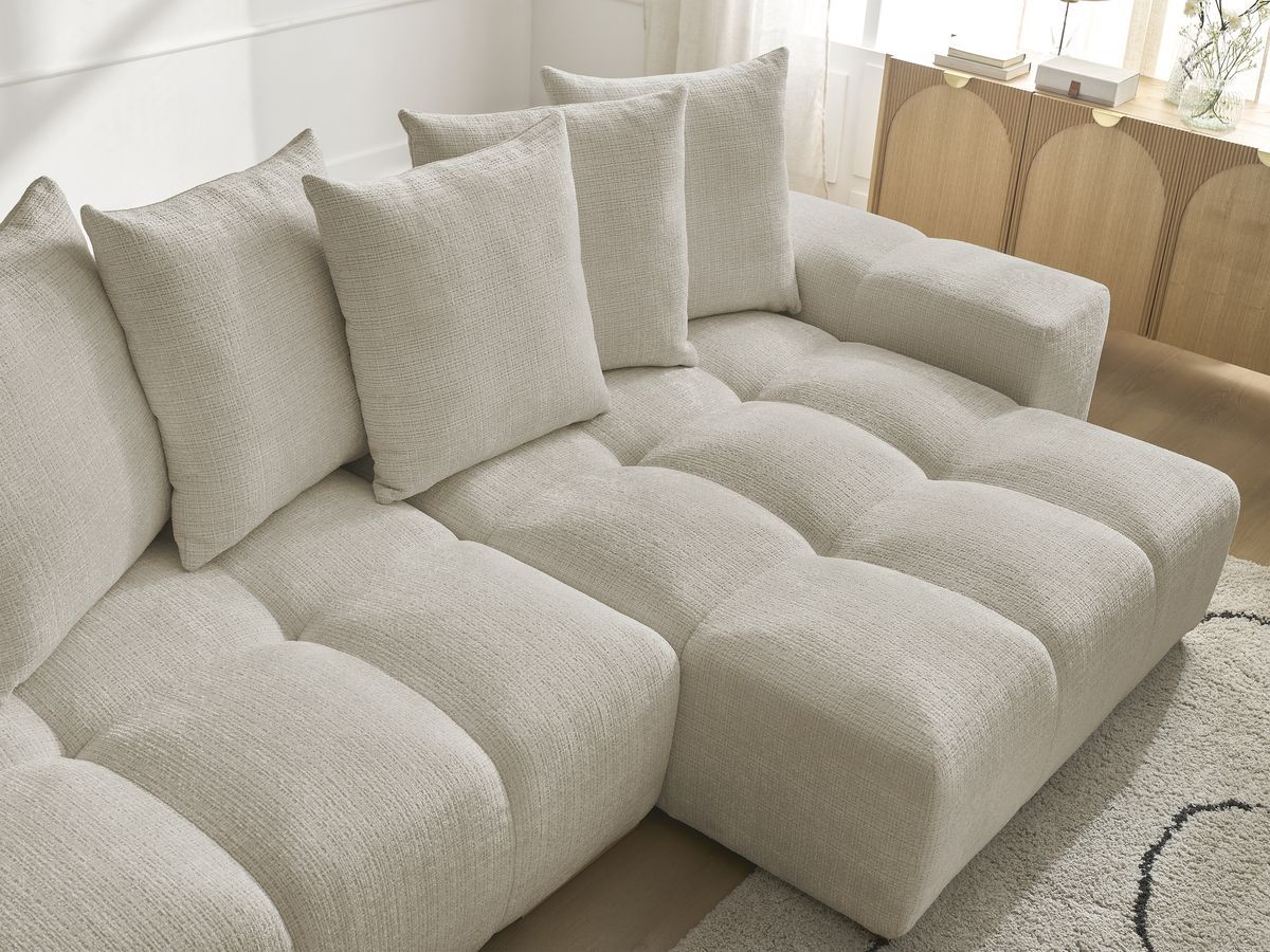 Anakin - Canapé D'Angle Réversible - Tissu Texturé - 6 Coussins