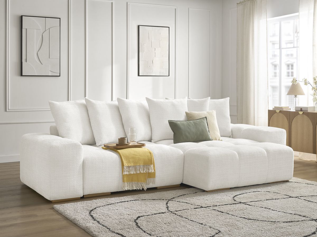 Anakin - Canapé D'Angle Réversible - Tissu Texturé - 6 Coussins