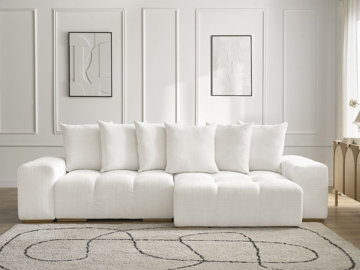 Anakin - Canapé D'Angle Réversible - Tissu Texturé - 6 Coussins