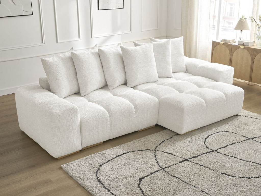 Anakin - Canapé D'Angle Réversible - Tissu Texturé - 6 Coussins