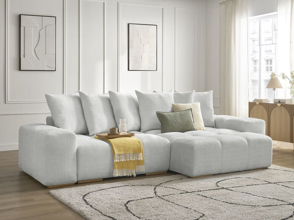 Anakin - Canapé D'Angle Réversible - Tissu Texturé - 6 Coussins