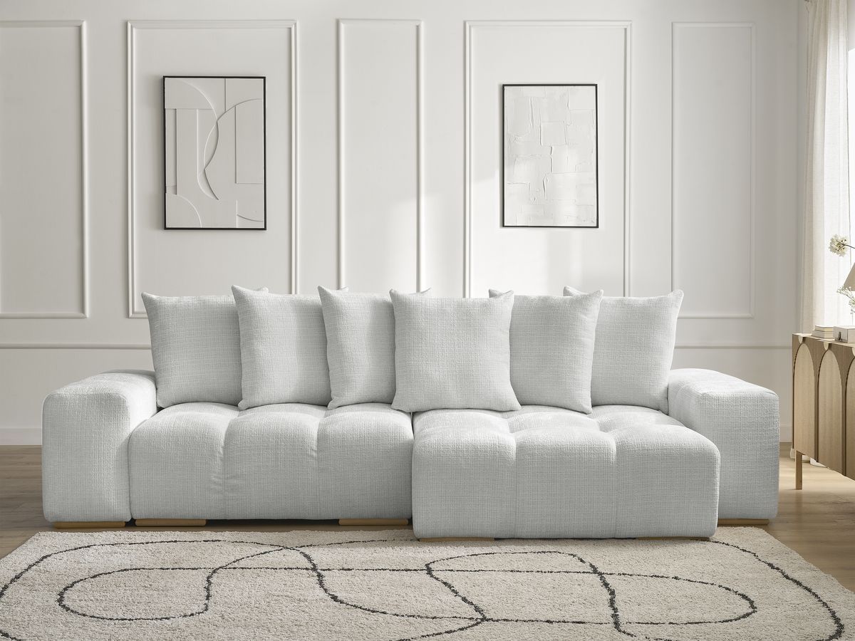 Anakin - Canapé D'Angle Réversible - Tissu Texturé - 6 Coussins