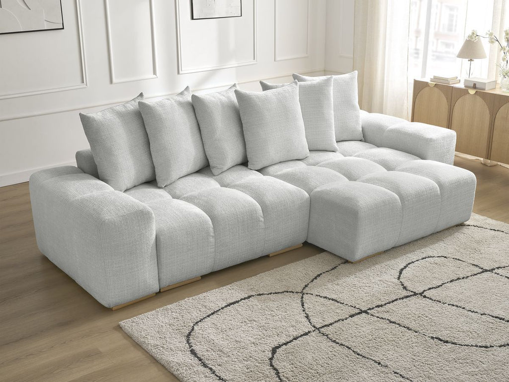Anakin - Canapé D'Angle Réversible - Tissu Texturé - 6 Coussins