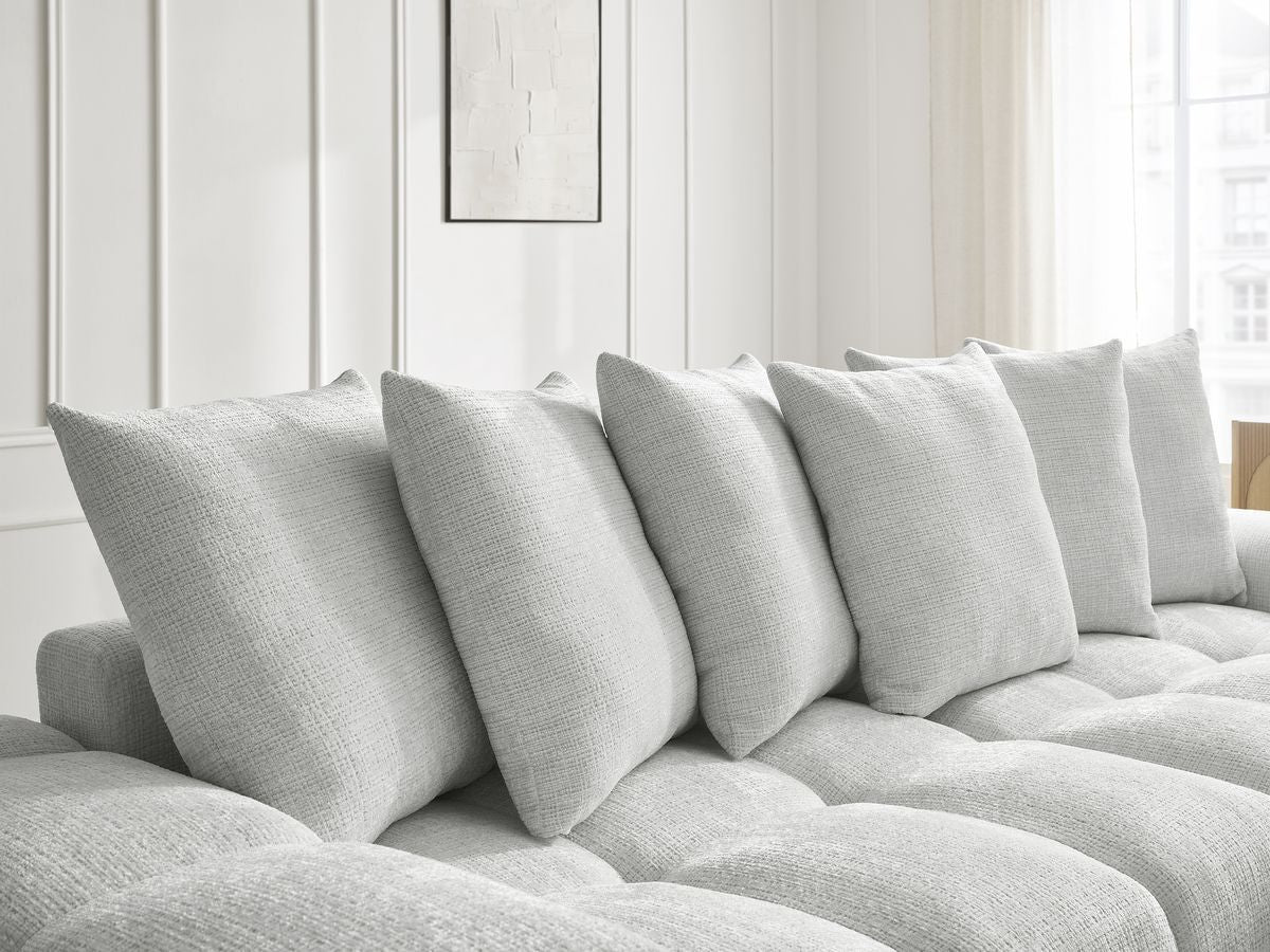Anakin - Canapé D'Angle Réversible - Tissu Texturé - 6 Coussins