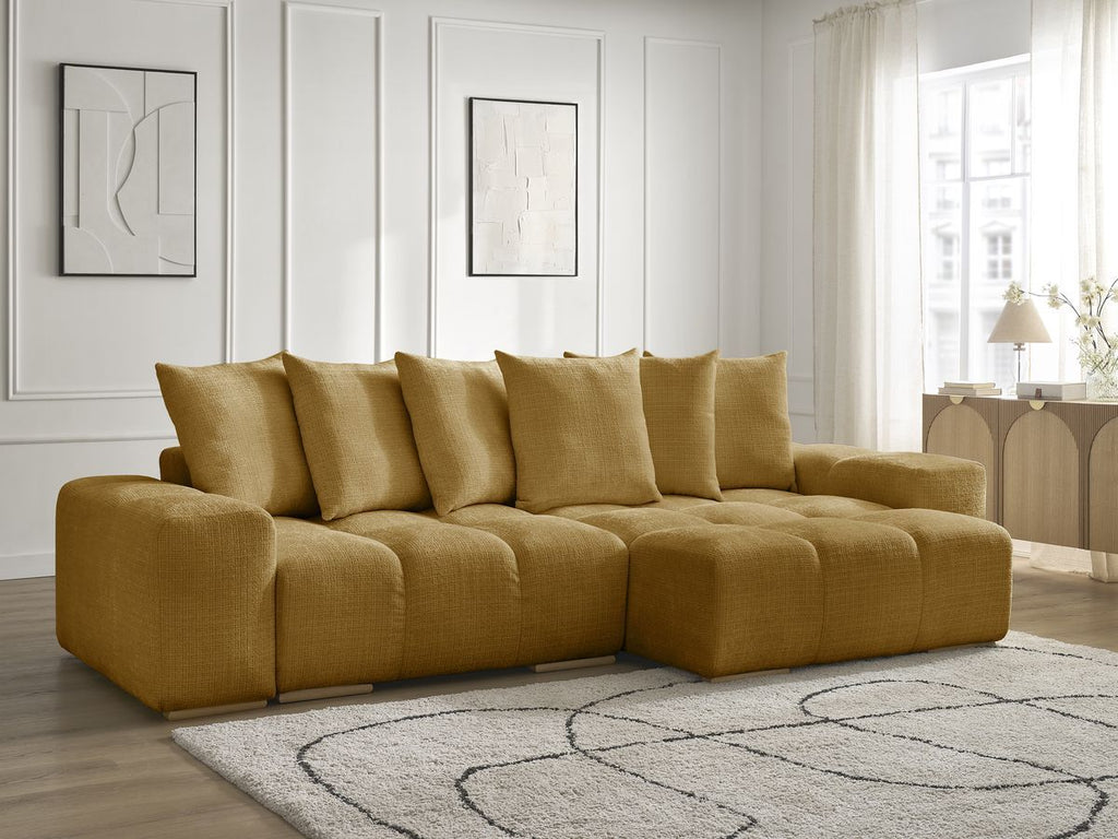 Anakin - Canapé D'Angle Réversible - Tissu Texturé - 6 Coussins