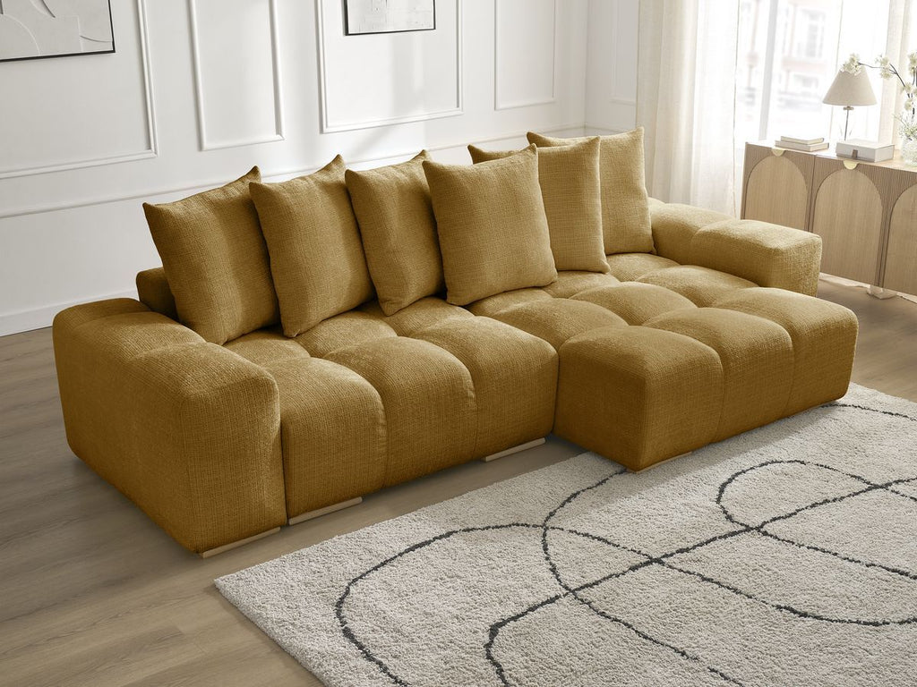 Anakin - Canapé D'Angle Réversible - Tissu Texturé - 6 Coussins