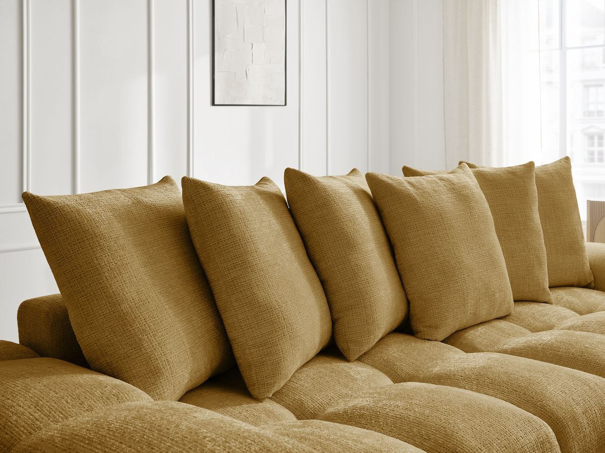 Anakin - Canapé D'Angle Réversible - Tissu Texturé - 6 Coussins