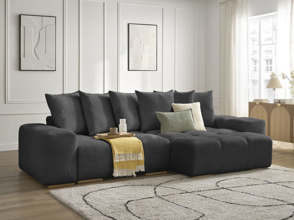 Anakin - Canapé D'Angle Réversible - Tissu Texturé - 6 Coussins