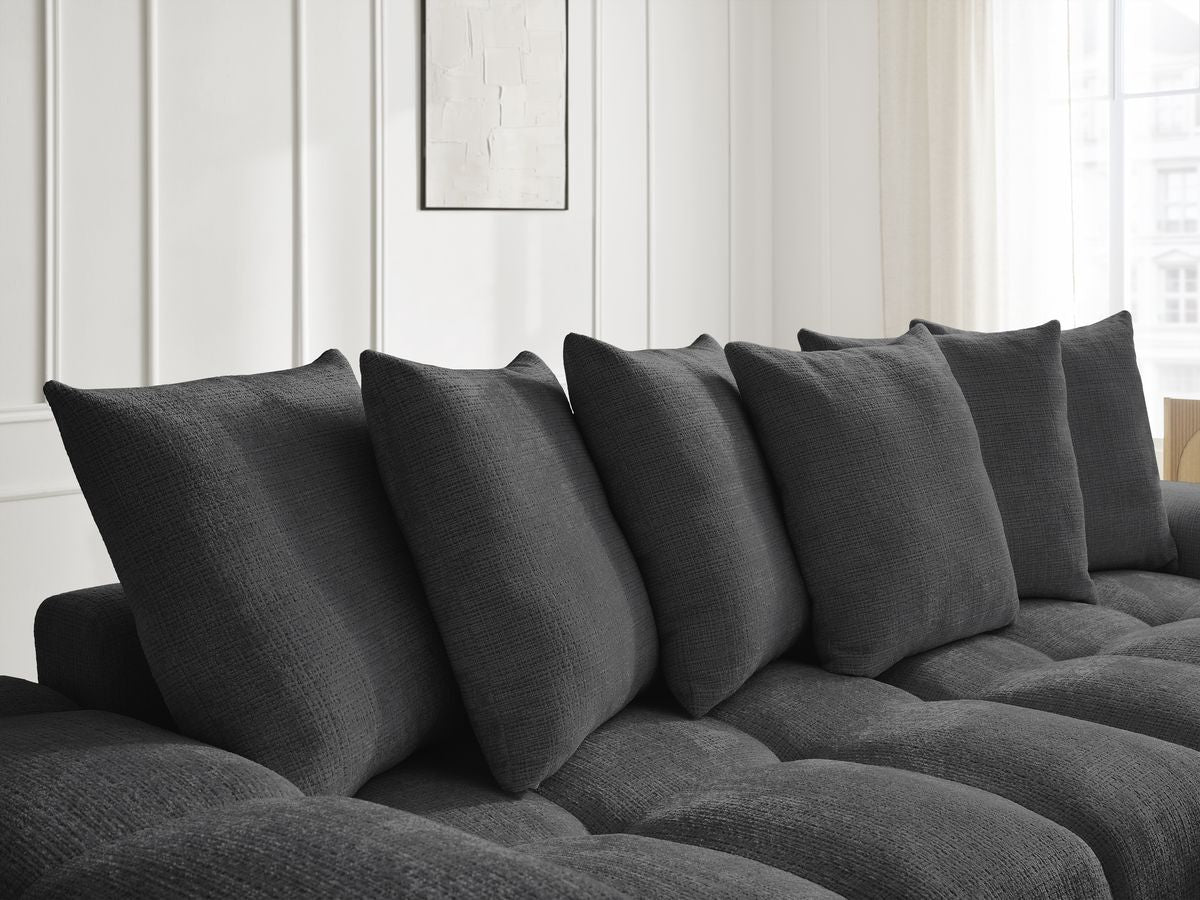 Anakin - Canapé D'Angle Réversible - Tissu Texturé - 6 Coussins