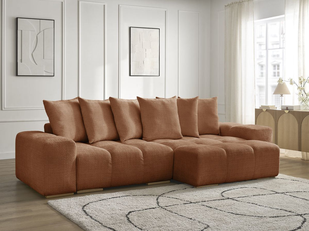 Anakin - Canapé D'Angle Réversible - Tissu Texturé - 6 Coussins