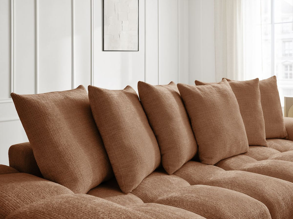 Anakin - Canapé D'Angle Réversible - Tissu Texturé - 6 Coussins