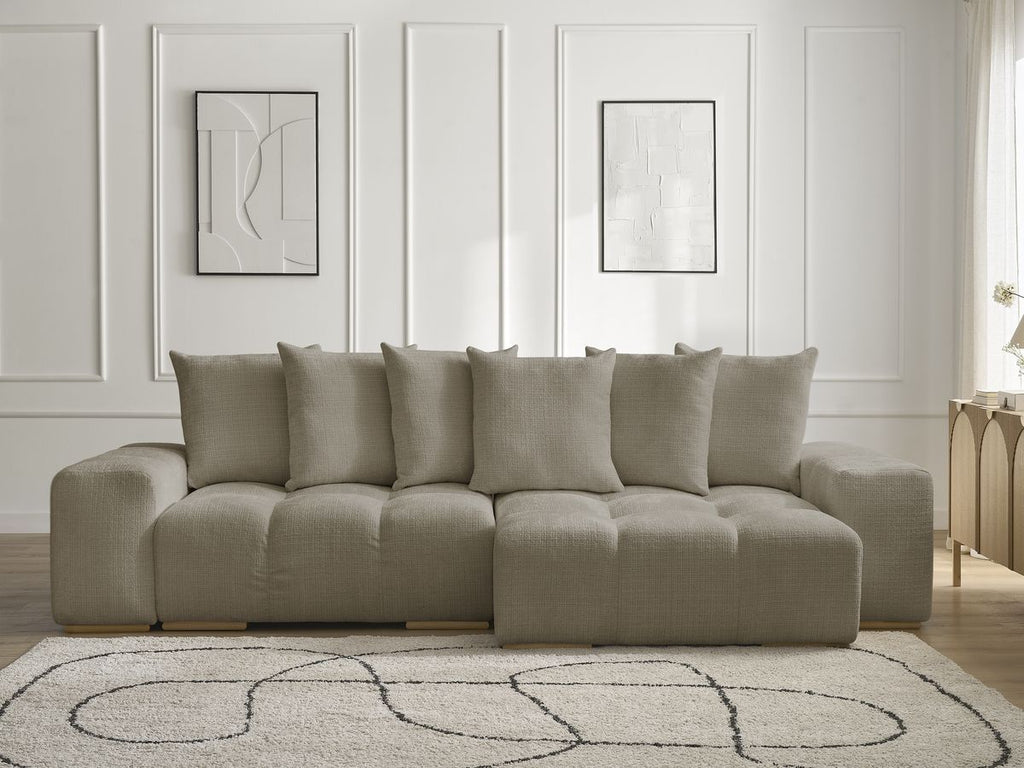 Anakin - Canapé D'Angle Réversible - Tissu Texturé - 6 Coussins