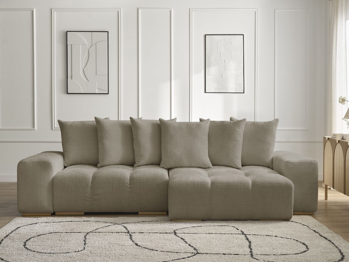 Anakin - Canapé D'Angle Réversible - Tissu Texturé - 6 Coussins