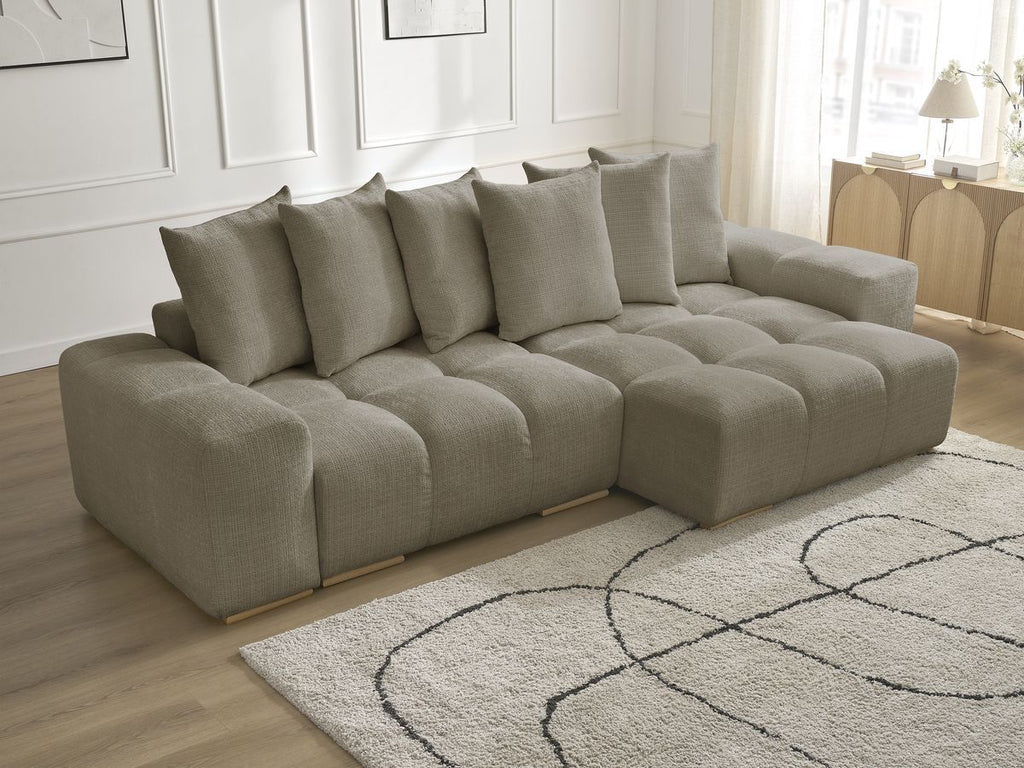 Anakin - Canapé D'Angle Réversible - Tissu Texturé - 6 Coussins