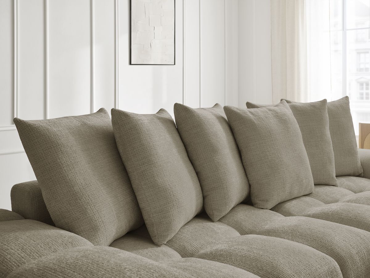 Anakin - Canapé D'Angle Réversible - Tissu Texturé - 6 Coussins