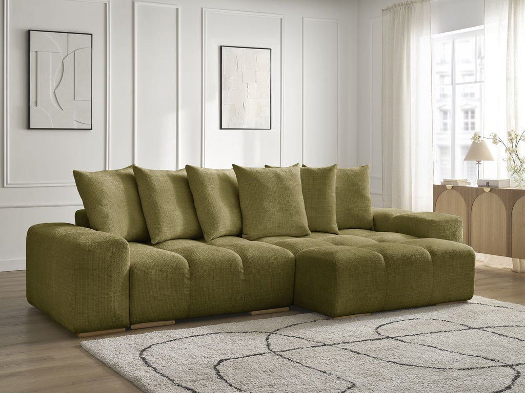 Anakin - Canapé D'Angle Réversible - Tissu Texturé - 6 Coussins