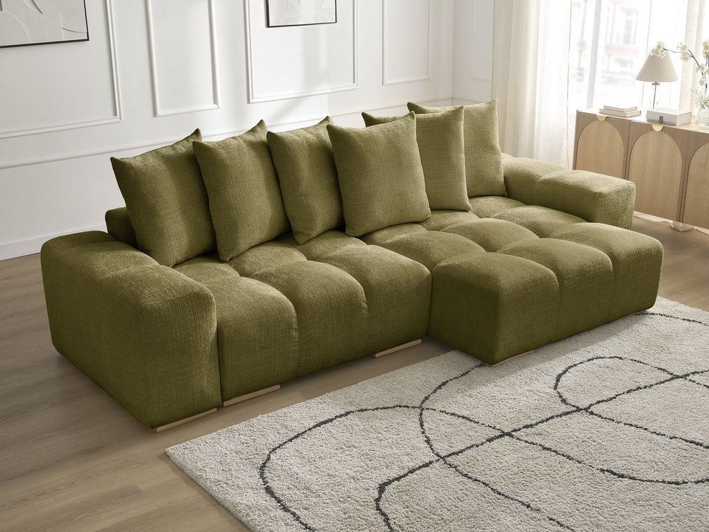 Anakin - Canapé D'Angle Réversible - Tissu Texturé - 6 Coussins