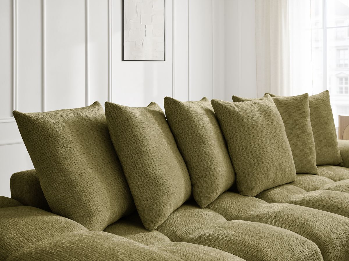 Anakin - Canapé D'Angle Réversible - Tissu Texturé - 6 Coussins
