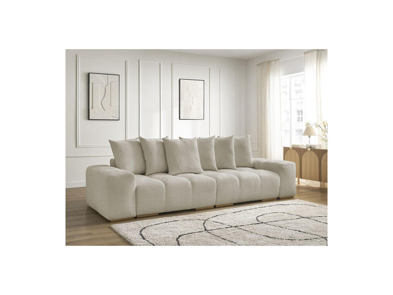 Canapé Droit Convertible Coffre - Anakin - Tissu Texturé - 6 Coussins