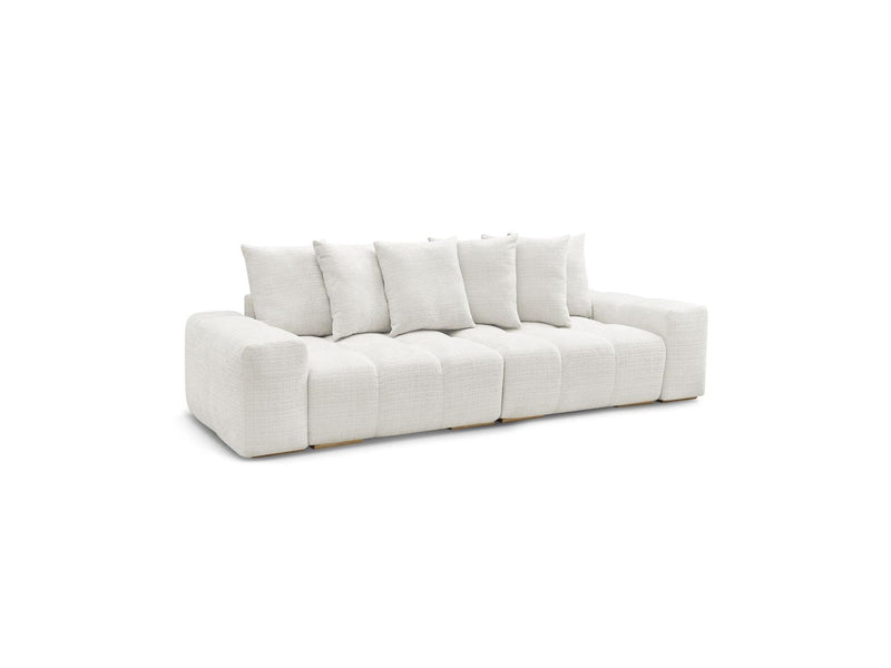 Canapé Droit Convertible Coffre - Anakin - Tissu Texturé - 6 Coussins