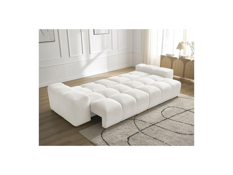 Canapé Droit Convertible Coffre - Anakin - Tissu Texturé - 6 Coussins