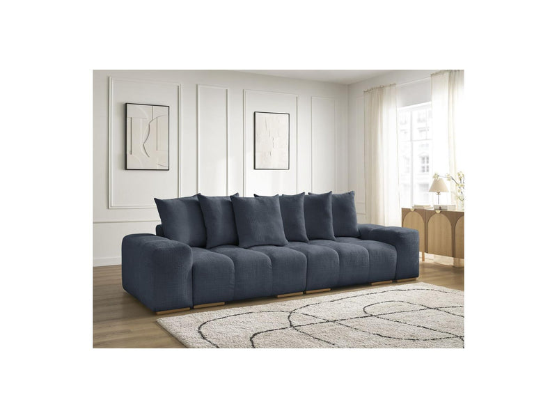 Canapé Droit Convertible Coffre - Anakin - Tissu Texturé - 6 Coussins