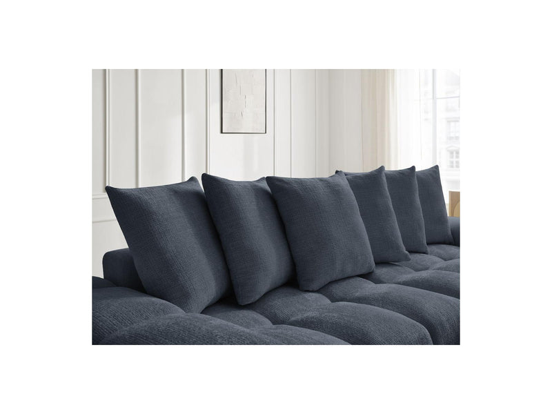 Canapé Droit Convertible Coffre - Anakin - Tissu Texturé - 6 Coussins