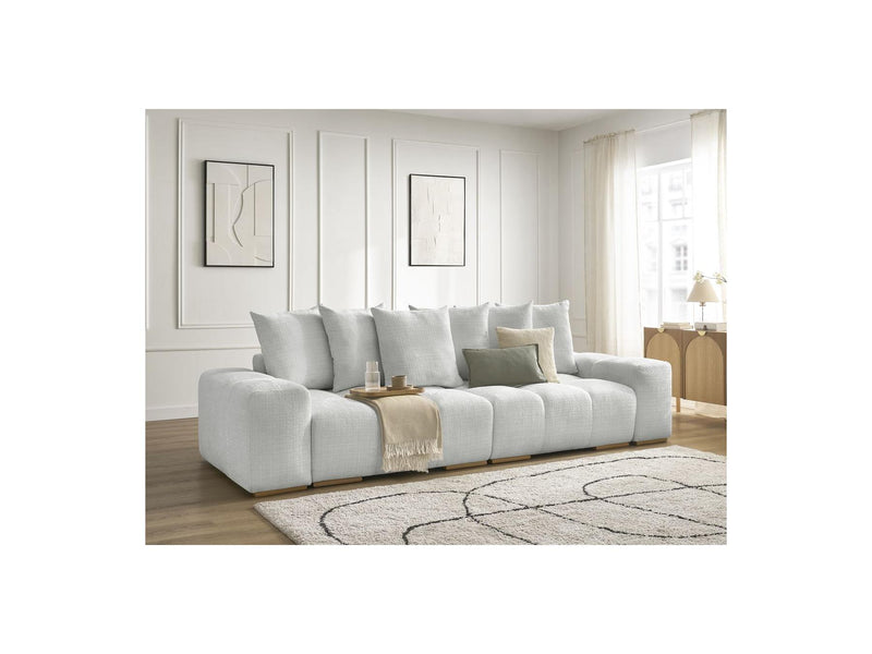 Canapé Droit Convertible Coffre - Anakin - Tissu Texturé - 6 Coussins