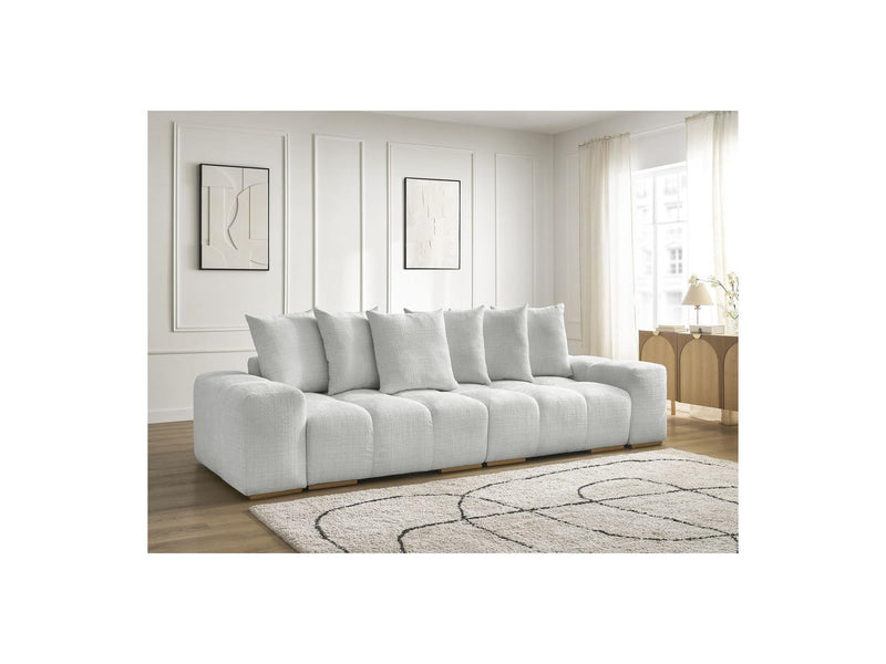 Canapé Droit Convertible Coffre - Anakin - Tissu Texturé - 6 Coussins