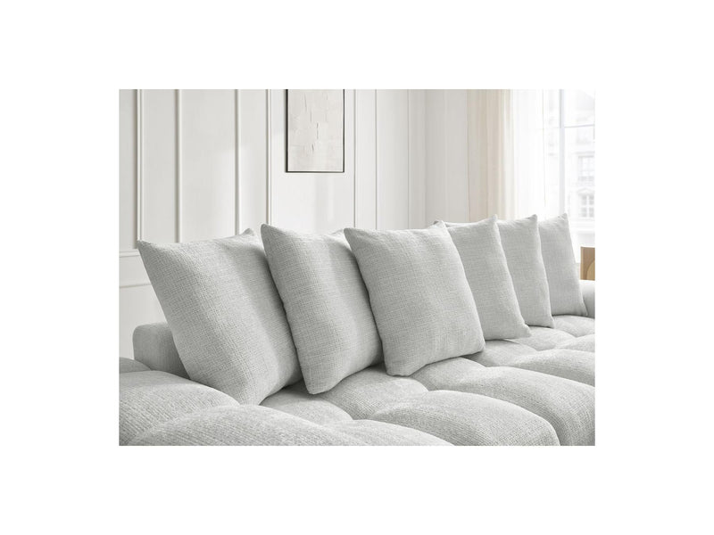 Canapé Droit Convertible Coffre - Anakin - Tissu Texturé - 6 Coussins