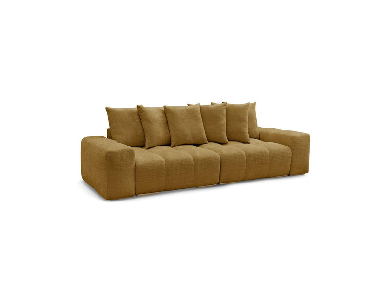 Canapé Droit Convertible Coffre - Anakin - Tissu Texturé - 6 Coussins