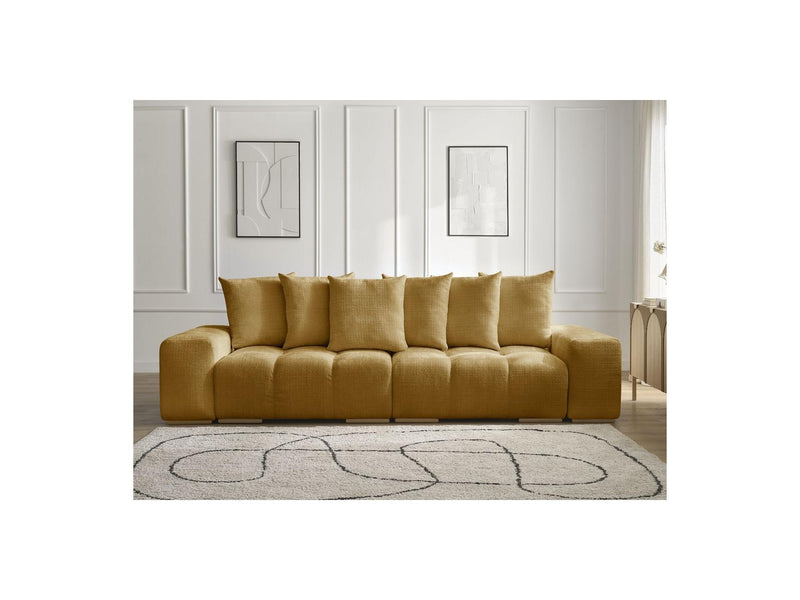 Canapé Droit Convertible Coffre - Anakin - Tissu Texturé - 6 Coussins